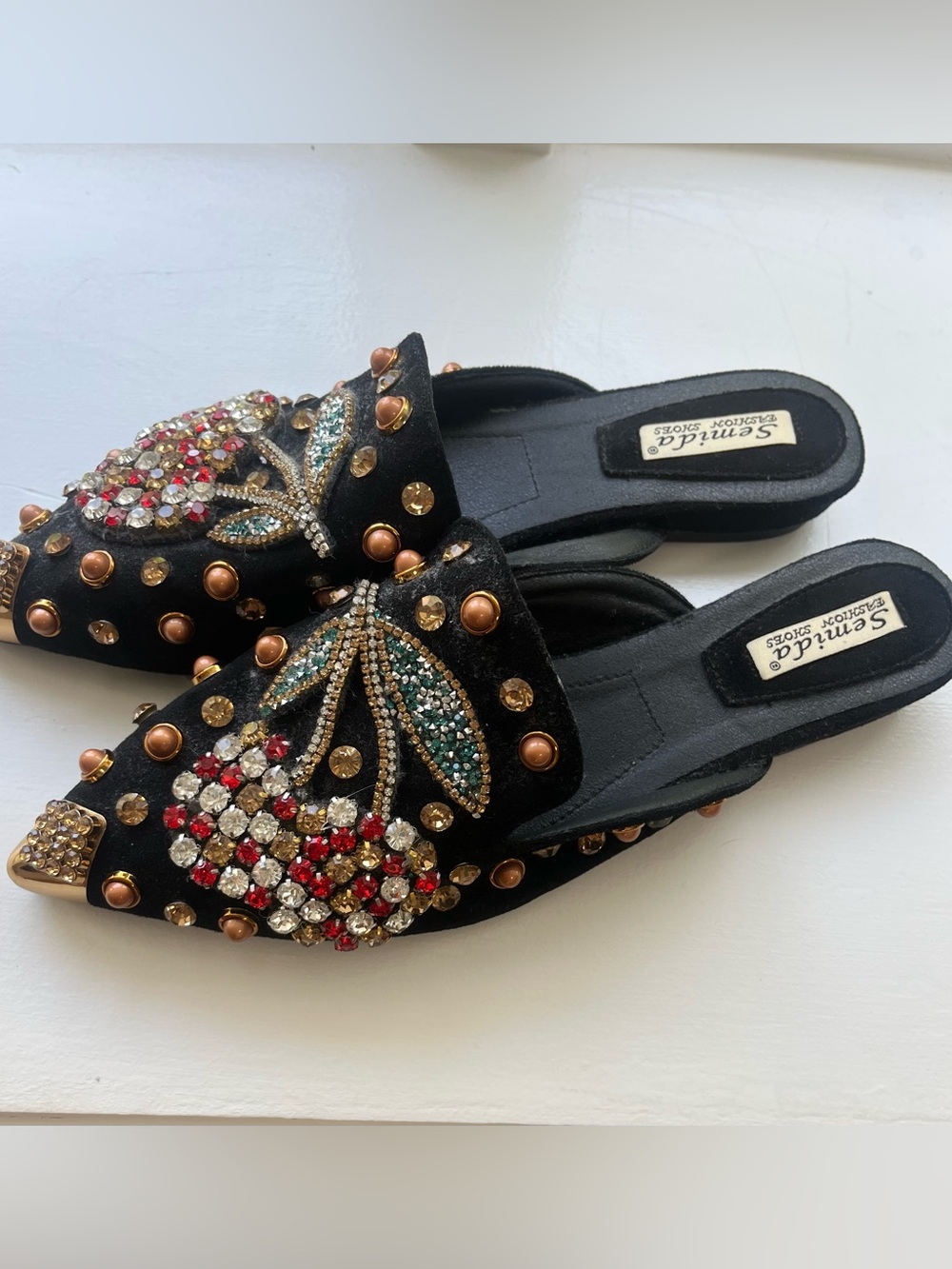 Womens Pointy Toe Rhinestones Mules Slip On Fashion Slippers Flats
Comfort Shoes